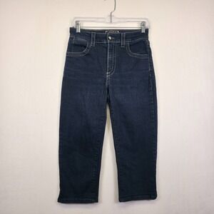 Vintage NYDJ Jeans Womens 2 Blue Mid Rise Capri Dark Wash Denim Stretch Classic‎